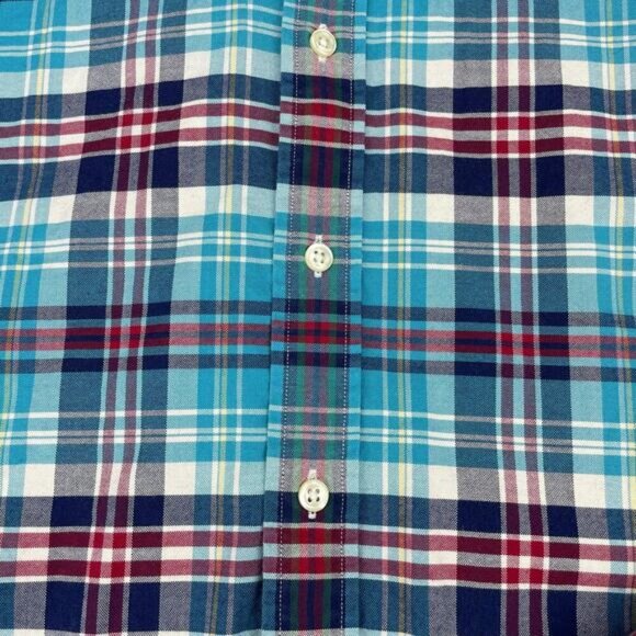 RALPH LAUREN Men's Plaid Slim Fit Button Down Stretch Oxford Shirt Sz XL Blue - Picture 2 of 6